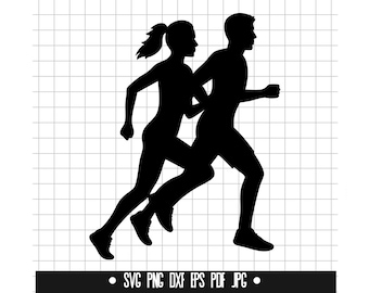 Running SVG, Jogging DXF, Runner PNG, Fitness Cut File, Clipart, Digital File, Svg File, Silhouette, Instant Download