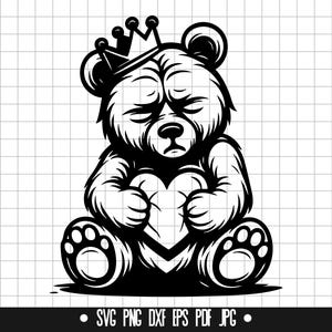 Oso triste SVG, Oso triste DXF, Oso triste PNG, Archivo de corte de oso triste, Clipart, Archivo digital, Archivo SVG, Silueta, Descarga instantánea