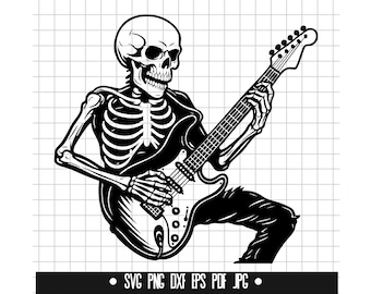 Guitar Skeleton SVG, Guitar Skeleton DXF, Guitar Skeleton PNG, Guitar Skeleton Cut File, Clipart, Digital File, Silhouette, Instant Download