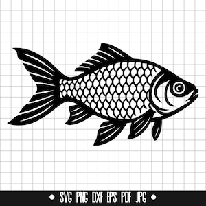 Fish SVG, Fish DXF, Fish PNG, Fish Cut File, Clipart, Digital File, Svg File, Silhouette, Instant Download