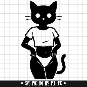 Mulher-gato SVG, Mulher-gato SVG, Gato sexy SVG, Cabeça de gato SVG, Camiseta de gato SVG, Personagem de gato SVG, Mulher-gato SVG, Pose de gato SVG, Clipart de gato SVG