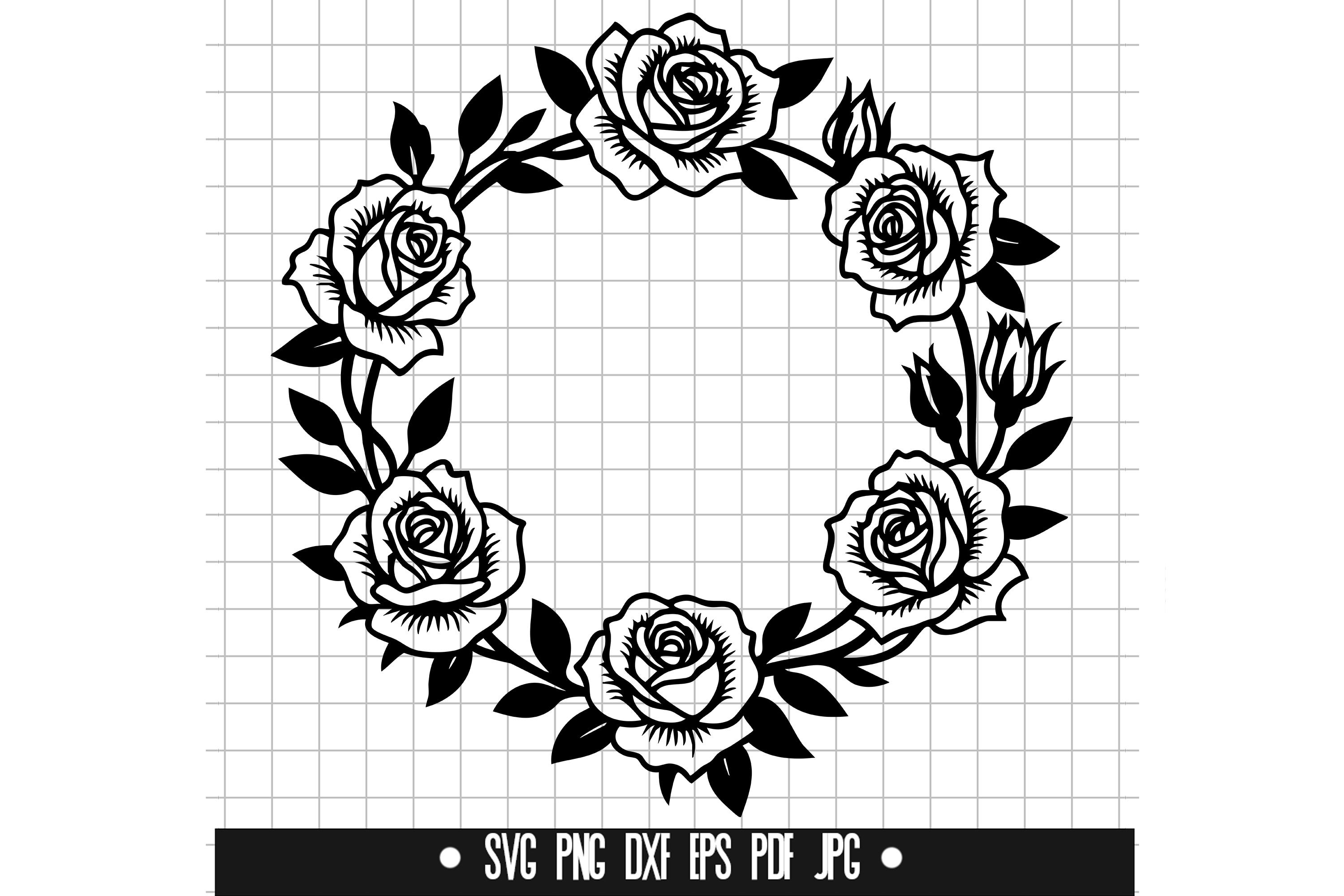 Rose Wreath Svg, Floral Circle Svg, Flower Frame Svg, Wedding Svg ...