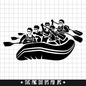 Rafting SVG, Rafting Team DXF, Whitewater Raft PNG, Raft Cut File, Clipart, Digital File, Svg File, Silhouette, Instant Download