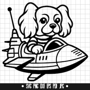 Space Dog SVG, Dog in Spaceship DXF, Puppy PNG, Cut File, Clipart, Digital File, Svg File, Silhouette, Instant Download