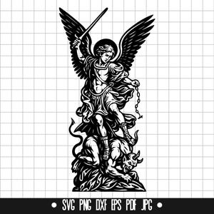 Arcangelo Michele SVG, Angelo con spada PNG, File di battaglia religiosa, Clipart, File SVG