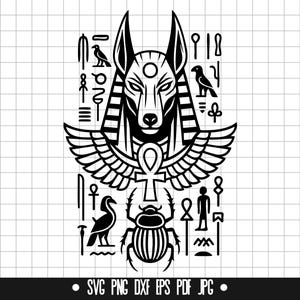 Anubis Egyptian Svg, Anubis God Svg, Egypt Symbol Svg, Hieroglyphics Svg, Scarab Svg, Pharaoh Svg, Ancient Egypt Svg