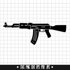 AK47 Rifle Svg, Assault Rifle Svg, AK47 Clipart Svg, AK47 Cut File Svg, AK47 Silhouette Svg, Rifle Png, Rifle Dxf, Rifle Pdf