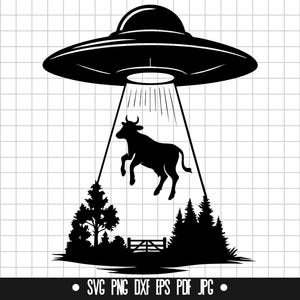 UFO Cow Abduction SVG, Alien Farm Cut File, Clipart, Digital File, Svg File, Silhouette, Instant Download
