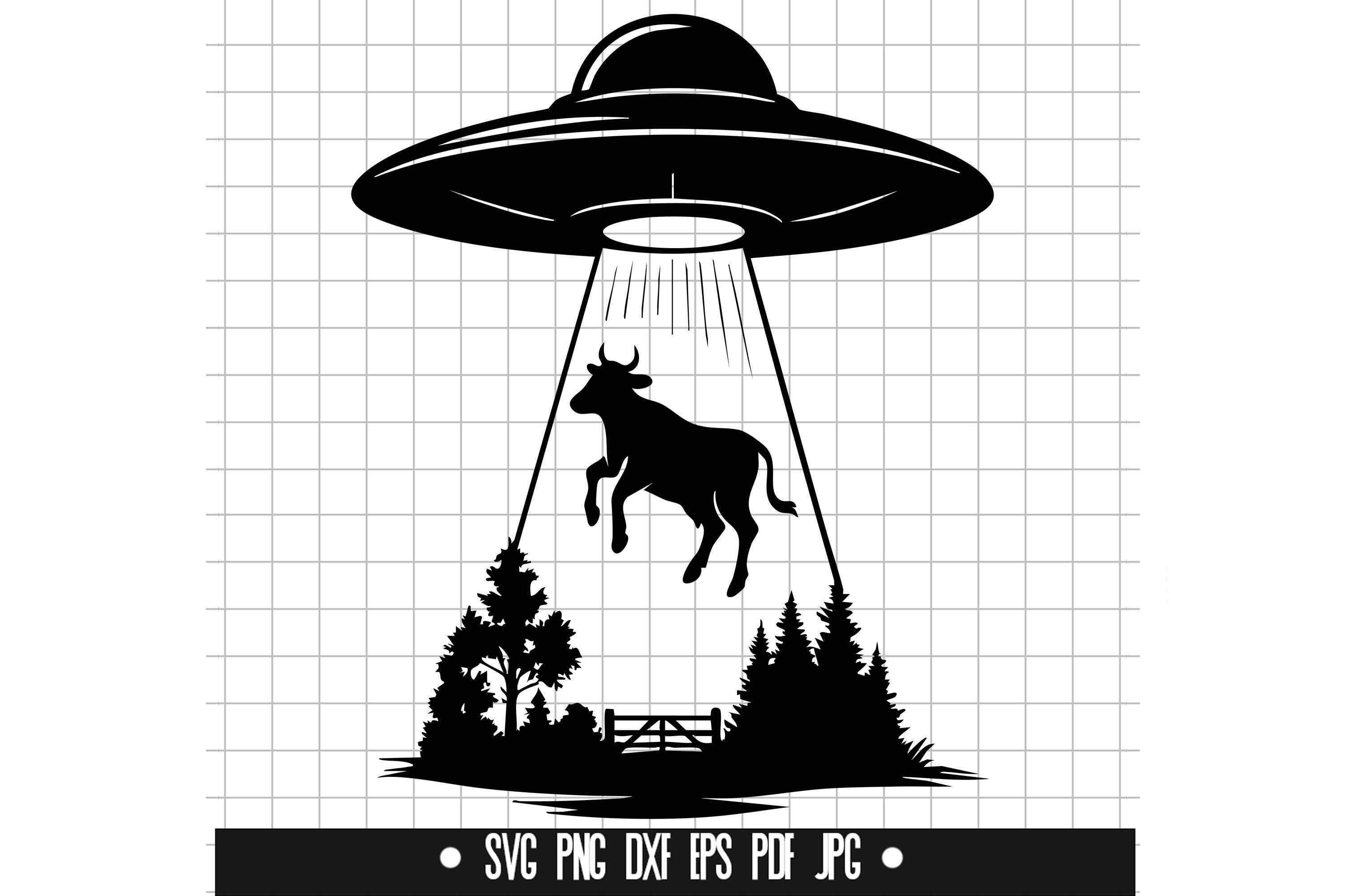 UFO Cow Abduction SVG, Alien Farm Cut File, Clipart, Digital File