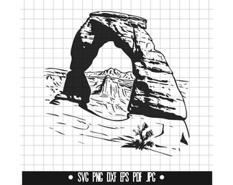 Delicate Arch SVG, Utah Landmark DXF, Nature PNG, Arch Cut File, Clipart, Digital File, Svg File, Silhouette, Instant Download