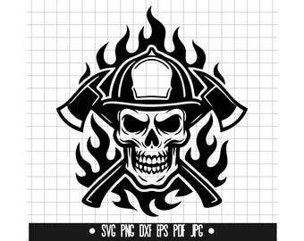 Firefighter Svg, Skull Svg, Firefighter Skull Svg, Fire Helmet Svg, Fire Flames Svg, Firefighter Vector Svg, Firefighter Clipart Svg