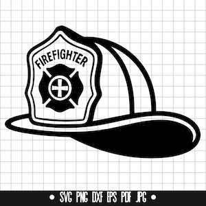 Cappello da pompiere SVG, Pompiere DXF, Pompiere PNG, File di taglio del casco, Clipart, File digitale, File SVG, Silhouette, Download istantaneo