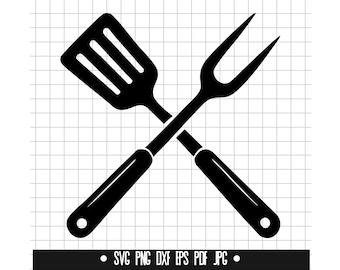 BBQ Tools Svg, Grill Tools Svg, Barbecue Svg, Spatula Fork Svg, Cookout Svg, Chef Svg, Silhouette Svg, Cut File, Instant Download