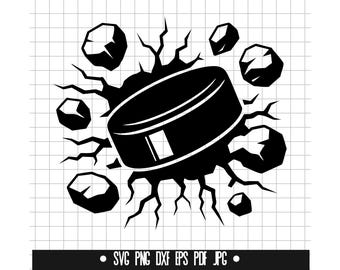 Hockey Puck SVG, Hockey Crash DXF, Hockey Puck PNG, Hockey Cut File, Clipart, Digital File, Svg File, Silhouette, Instant Download