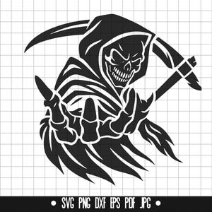 Grim Reaper SVG, Grim Reaper DXF, Grim Reaper PNG, Grim Reaper Cut File, Clipart, Digital File, Svg File, Silhouette, Instant Download
