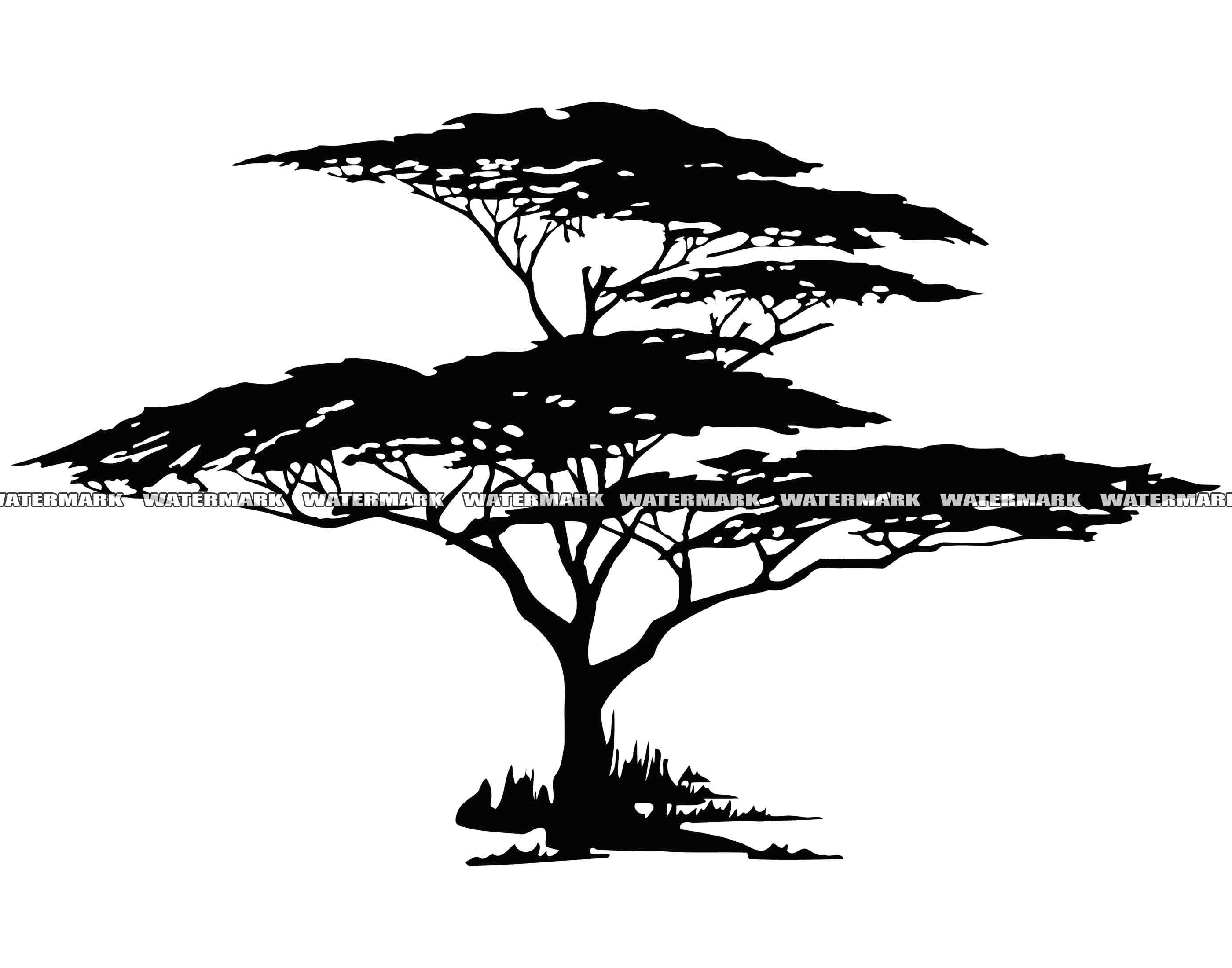 Africa Tree SVG 2 Africa Tree Cut File Africa Tree DXF Etsy