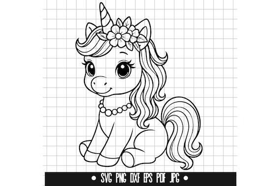 Baby Unicorn Svg, Cute Unicorn Svg, Unicorn Clipart Svg, Flower Unicorn Svg, Unicorn Cut File, Kawaii Unicorn Svg