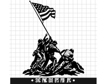 Iwo Jima Svg, Soldier Svg, American Flag Svg, War Memorial Svg, Veterans Svg, Patriot Svg, Military Svg