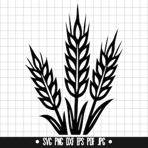 Wheat SVG, Wheat DXF, Wheat PNG, Wheat Cut File, Clipart, Digital File, Svg File, Silhouette, Instant Download