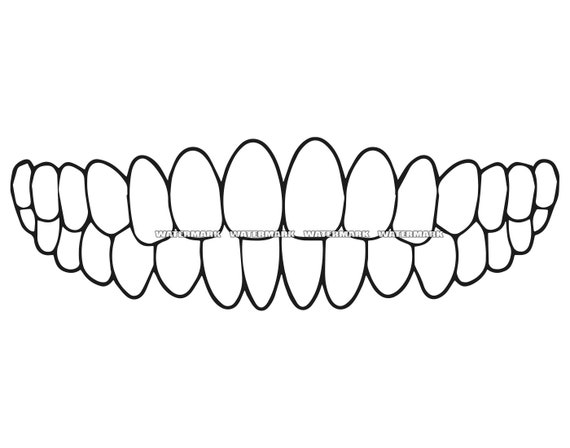 Teeth Mouth Dentist Tooth Outline SVG Cut File DXF PNG Clipart | Etsy