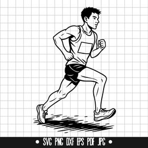 Running Man SVG, Athlete DXF, Jogger PNG, Fitness Clipart, Cut File, Svg File, Digital Download, Silhouette Ready