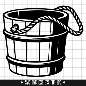 Holzeimer SVG, Holzeimer DXF, Holzeimer PNG, Holzeimer Schnittdatei, Clipart, Digitale Datei, Silhouette, Sofort Download
