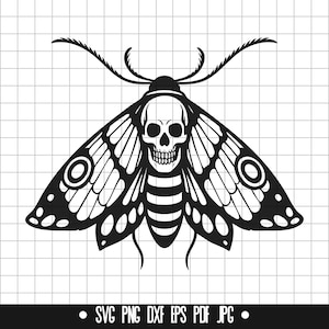 Skull Moth SVG, Skull Moth DXF, Skull Moth PNG, Skull Moth Cut File, Clipart, Digital File, Svg File, Silhouette, Instant Download