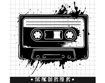 Cassette Tape SVG, Retro Music PNG, Vintage Tape Cut File, Audio Cassette DXF, Music Clipart, Instant Download