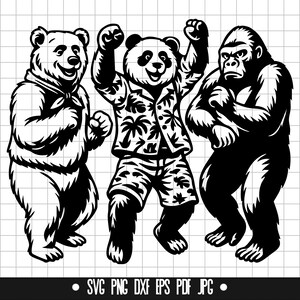 Oso Panda Bailando (SVG), Animal de Fiesta (PNG), Archivo de Corte de Oso Panda, Oso Svg, Panda Svg, Gorila Svg, Clipart, Archivo Svg, Descarga Instantánea