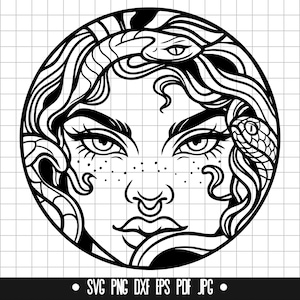 Rosto de Medusa SVG, Cabelo de Cobra DXF, Mitologia PNG, Arquivo de Corte, Clipart, Arquivo Digital, Arquivo SVG, Cricut, Arte Grega, Download Instantâneo