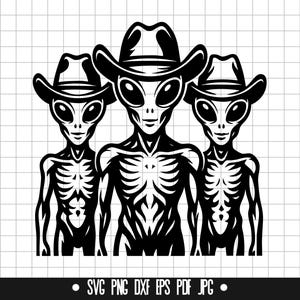Alien Cowboy SVG, Alien Cowboy DXF, Alien Cowboy PNG, Alien Cowboy gesneden bestand, Clipart, digitaal bestand, Svg-bestand, silhouet, Instant Download