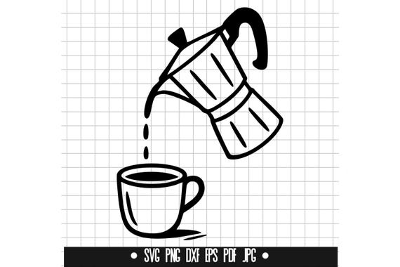 Pouring Coffee SVG, Moka Pot DXF, Coffee Cup PNG, Barista Clipart, Cut File, Svg File, Digital File, Silhouette, Instant Download