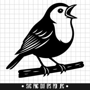 Singing Bird SVG, Bird DXF, Bird PNG, Bird Cut File, Clipart, Digital File, Svg File, Silhouette, Instant Download