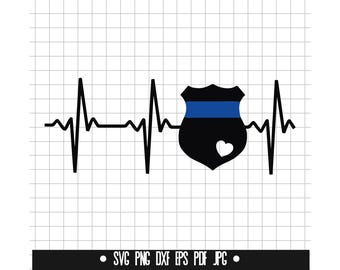Police heart SVG, Police SVG, Police ekg svg, Police heartbeat svg, Police badge svg, Police png, Police ekg, Police heartbeat