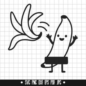 Drôle de banane SVG, DXF de fruits de dessin animé, banane PNG, fichier coupé de fruits mignons, Clipart, fichier numérique, fichier Svg, Silhouette, téléchargement immédiat
