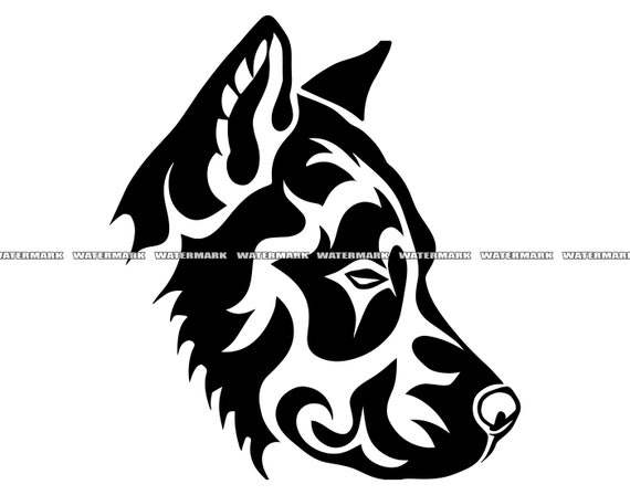 Tribal Dog Head Tattoo