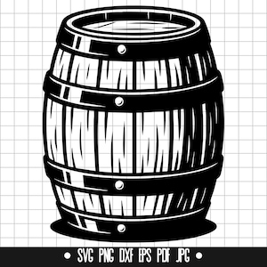 Whiskey Barrel SVG, Vintage Wooden Keg PNG, Rustic Cask DXF, Alcohol Storage Cut File, Beer Clipart for Cricut Machines