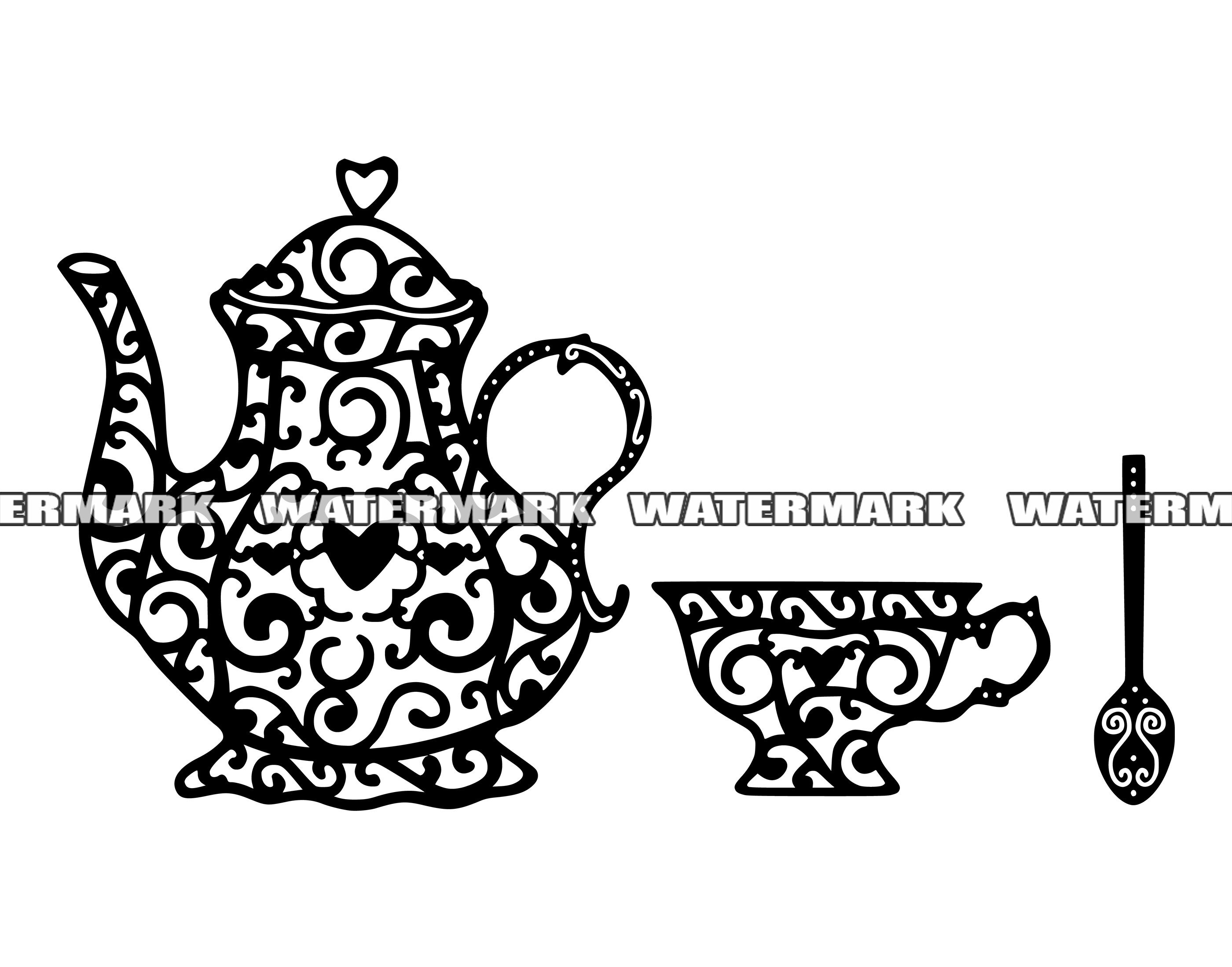 Fancy Tea Set SVG Fancy Tea Set Cut File Fancy Tea Set DXF Etsy Australia