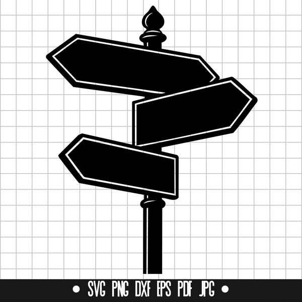 Direction Sign SVG, Arrow Sign DXF, Signpost PNG, Sign Cut File, Clipart, Digital File, Svg File, Silhouette