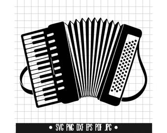 Acordeón SVG, instrumento musical DXF, banda folk PNG, archivo de corte, clipart, archivo digital, archivo SVG, silueta, descarga instantánea