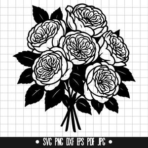 Rose Bouquet SVG, Rose Bouquet DXF, Rose Bouquet PNG, Rose Bouquet Cut File, Clipart, Digital File, Svg File, Silhouette, Instant Download