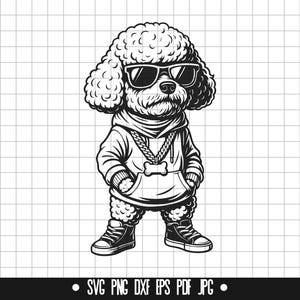 Poodle Dog SVG, Cool Dog DXF, Dog PNG, Dog Cut File, Clipart, Digital File, Svg File, Silhouette, Instant Download