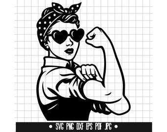 Rosie The Riveter SVG, Rosie DXF, Rosie PNG, Rosie Cut File, Clipart, Digital File, Svg File, Silhouette, Instant Download