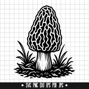 Morel Mushroom SVG, Forager DXF, Forest Mushroom PNG, Cut File, Clipart, Digital File, Svg File, Silhouette, Instant Download