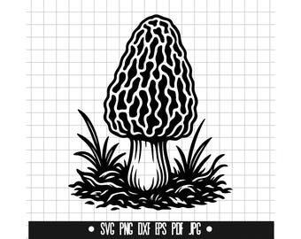 Morel Mushroom SVG, Forager DXF, Forest Mushroom PNG, Cut File, Clipart, Digital File, Svg File, Silhouette, Instant Download
