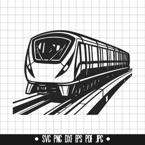 モノレール列車SVG、地下鉄列車DXF、地下鉄PNG、列車正面図カットファイル、クリップアート、デジタルファイル、SVGファイル、シルエット、即時ダウンロード