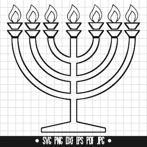 Menorah SVG, fichier de coupe Menorah, Menorah DXF, Menorah PNG, Clipart Menorah, Silhouette Menorah, fichier Cricut Menorah