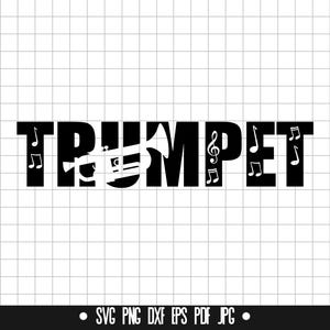 Trompeta SVG, n.° 2, archivo de corte de trompeta, trompeta DXF, trompeta PNG, clipart de trompeta, silueta de trompeta, archivo de trompeta Cricut
