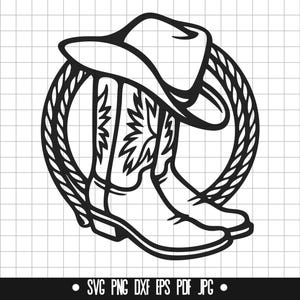 Cowboy Hut Stiefel SVG, Cowboy Stiefel DXF, Western Hut PNG, Seil geschnitten Datei, Clipart, digitale Datei, SVG, Silhouette, Sofort Download