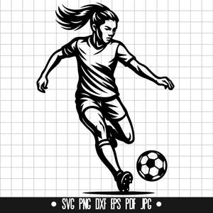 Female Soccer Player Svg, Girl Soccer Svg, Soccer Ball Svg, Women Soccer Svg, Soccer Clipart Svg, Sport Svg